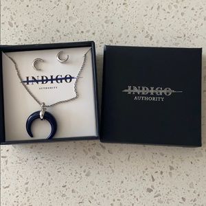 Crescent moon necklace and earring set